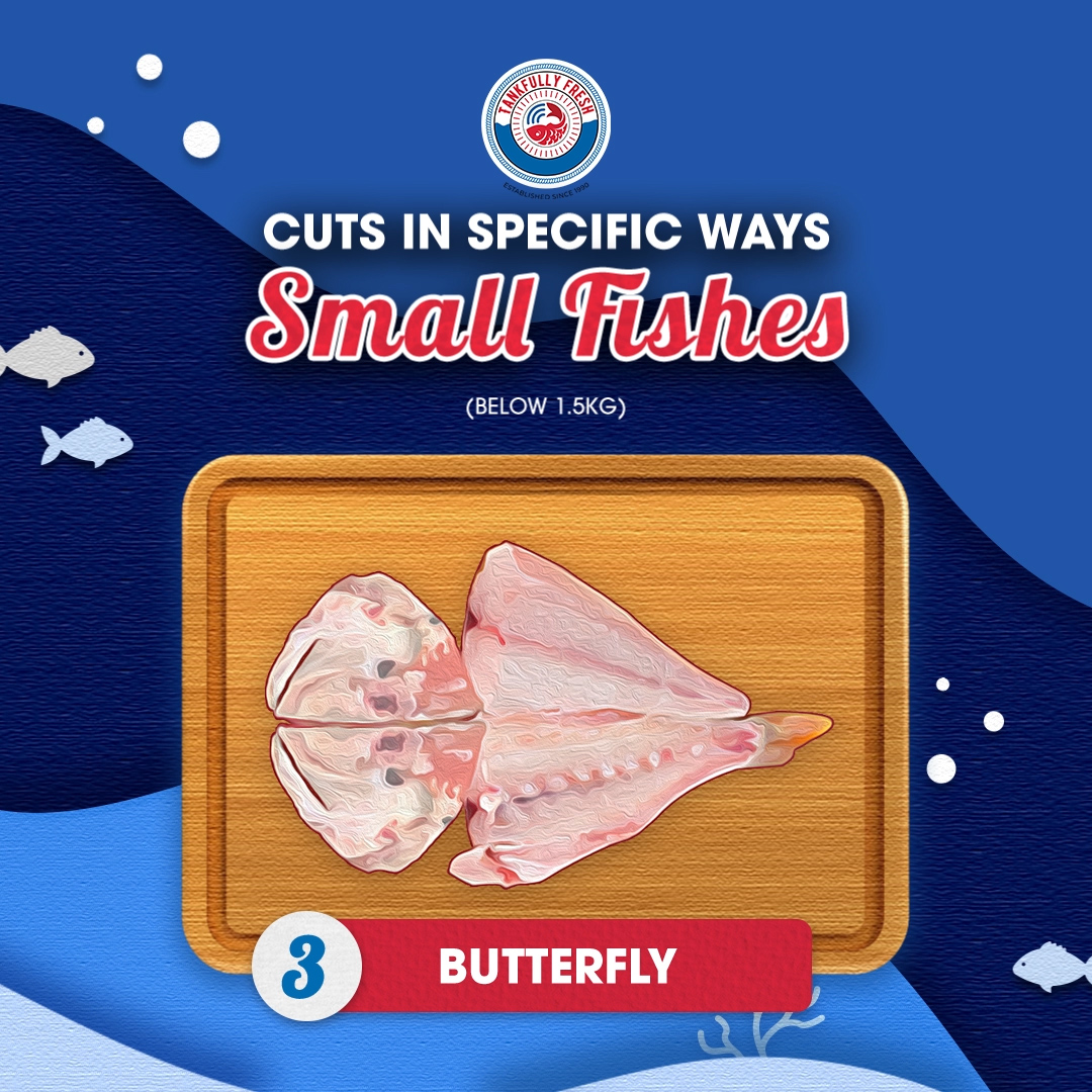 Cut in specific way for small fishes, butterfly